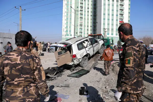 Afghan security forces inspecting the site of a magnetic bomb attack that killed Kabul’s deputy governor, Mahbubullah Mohibi, in Kabul, Afghanistan, on Tuesday.